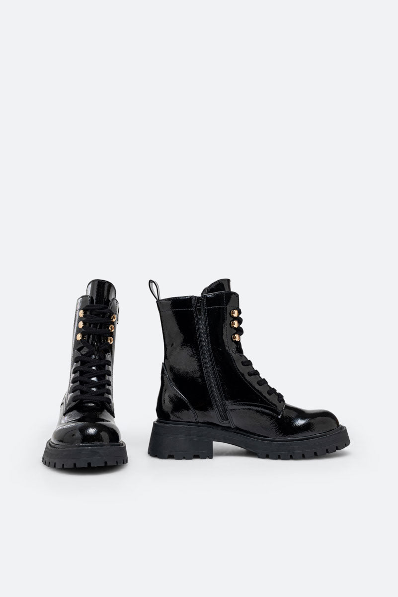 Barrie Black Lace-Up Ankle Boot
