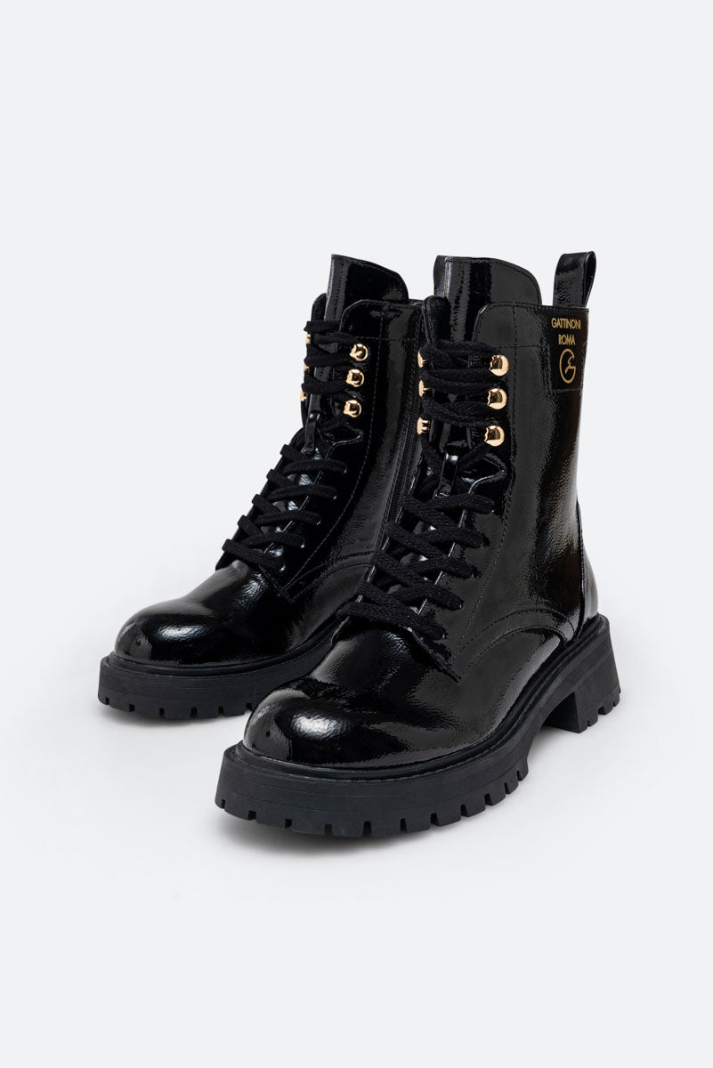 Barrie Black Lace-Up Ankle Boot