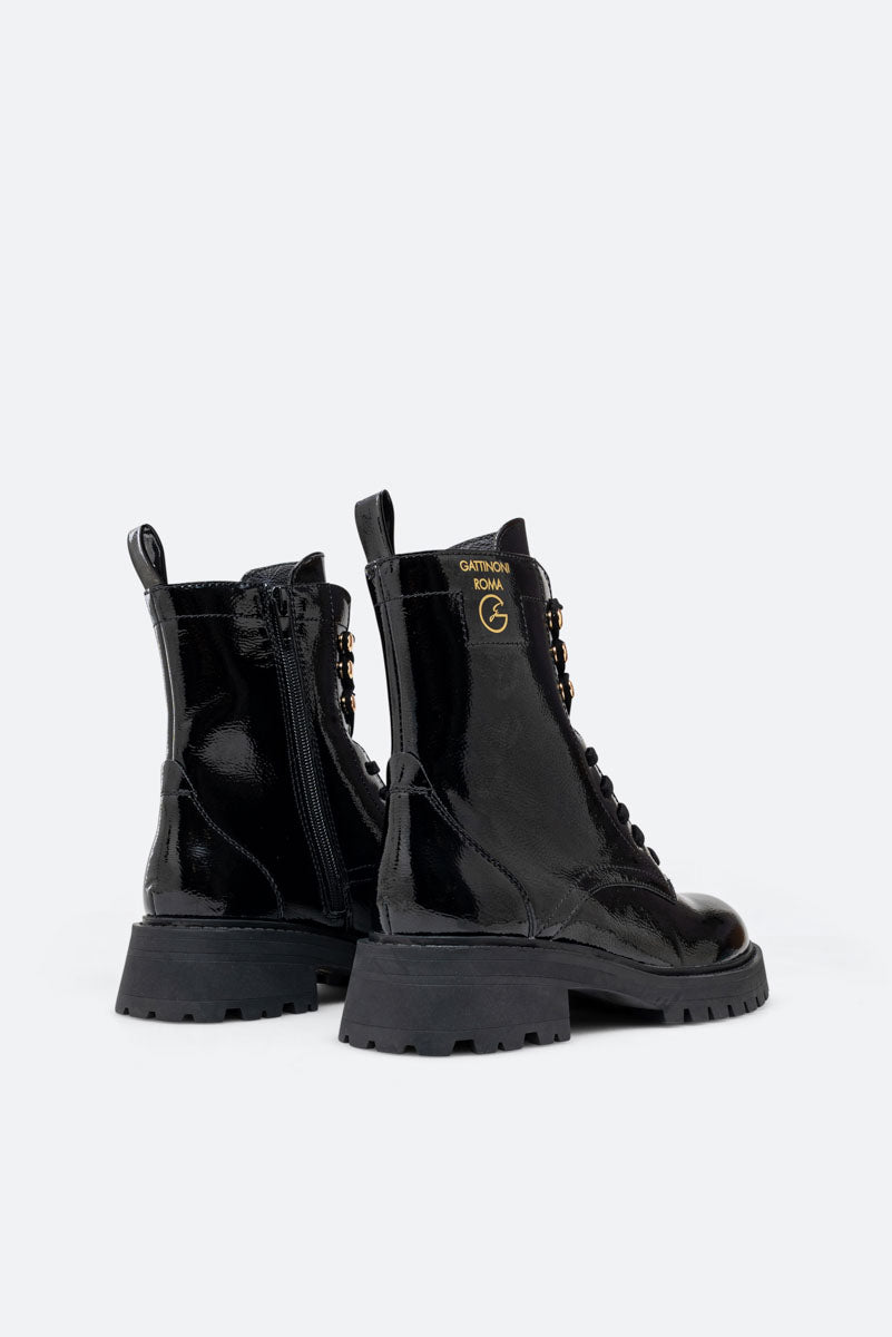 Barrie Black Lace-Up Ankle Boot
