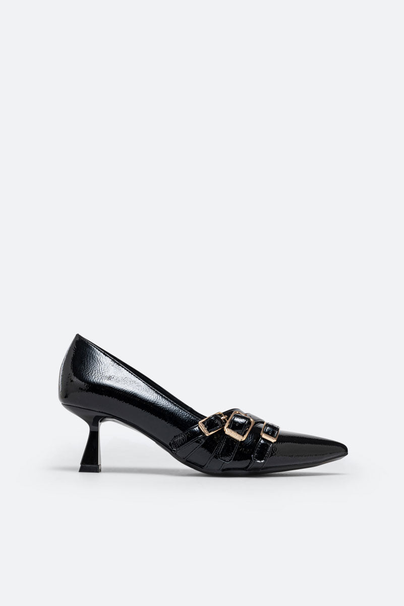 Emily Black PU Patent Pumps