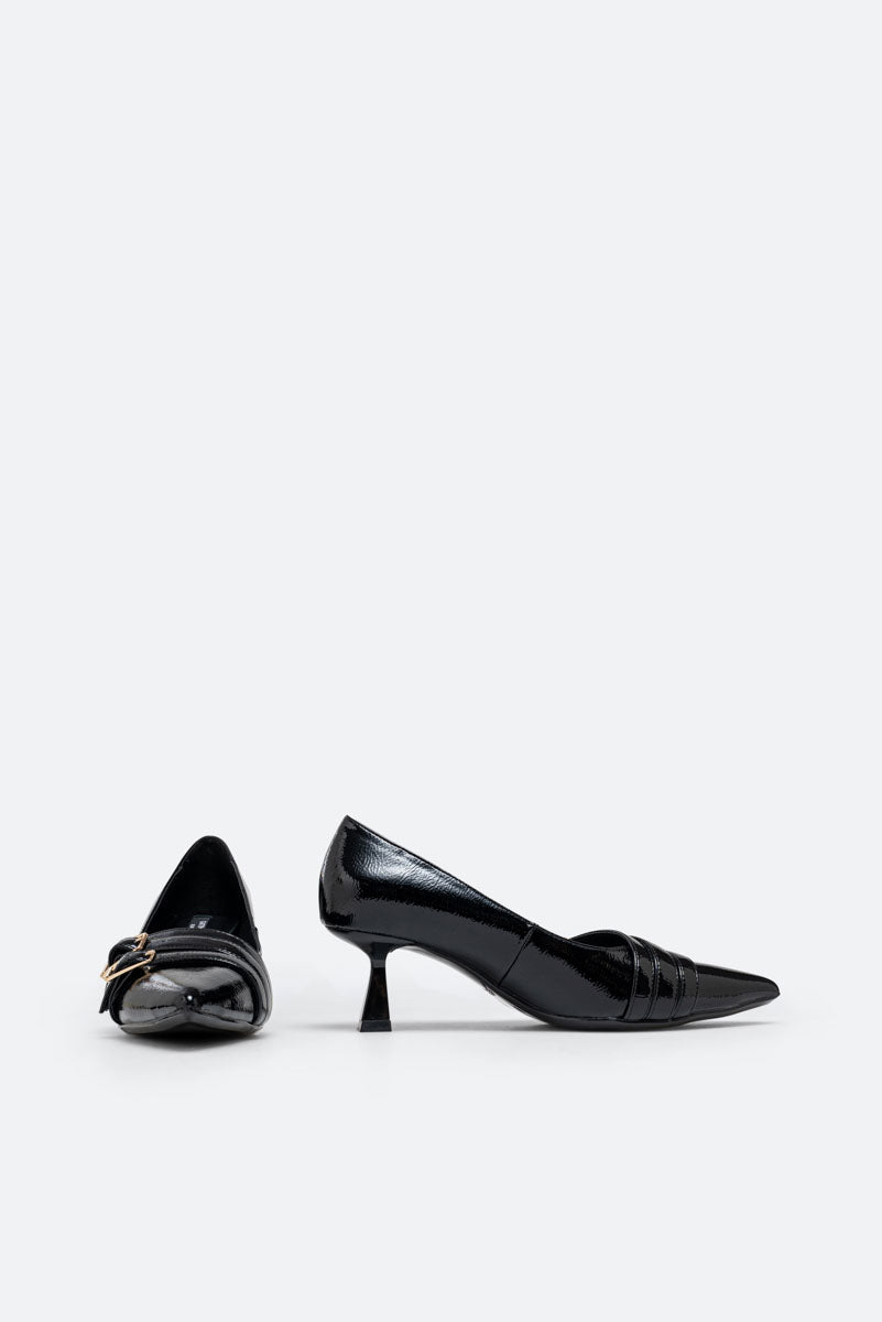 Emily Black PU Patent Pumps