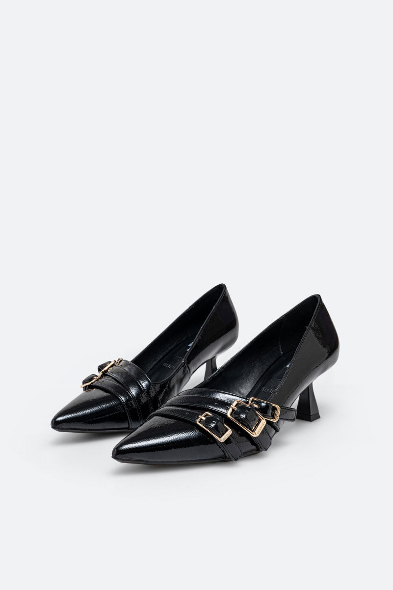 Emily Black PU Patent Pumps