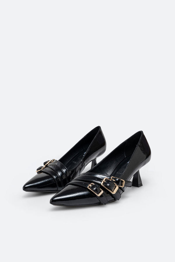 Emily Black PU Patent Pumps