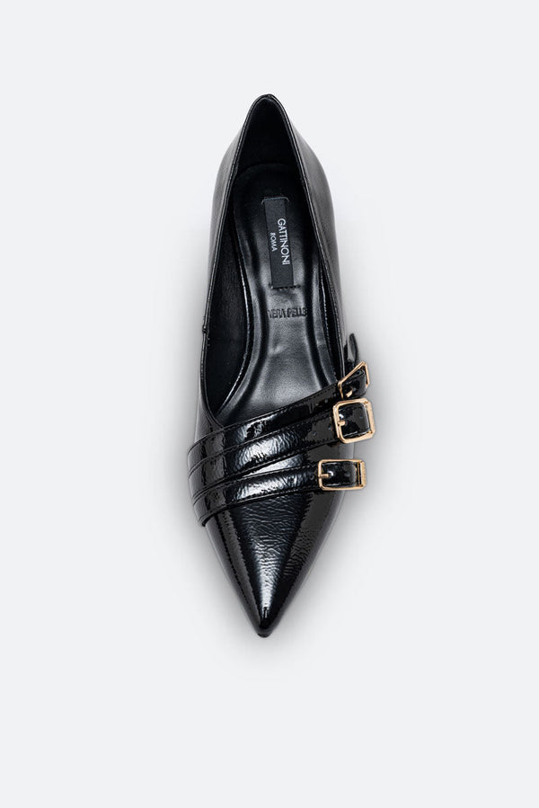 Emily Black PU Patent Pumps