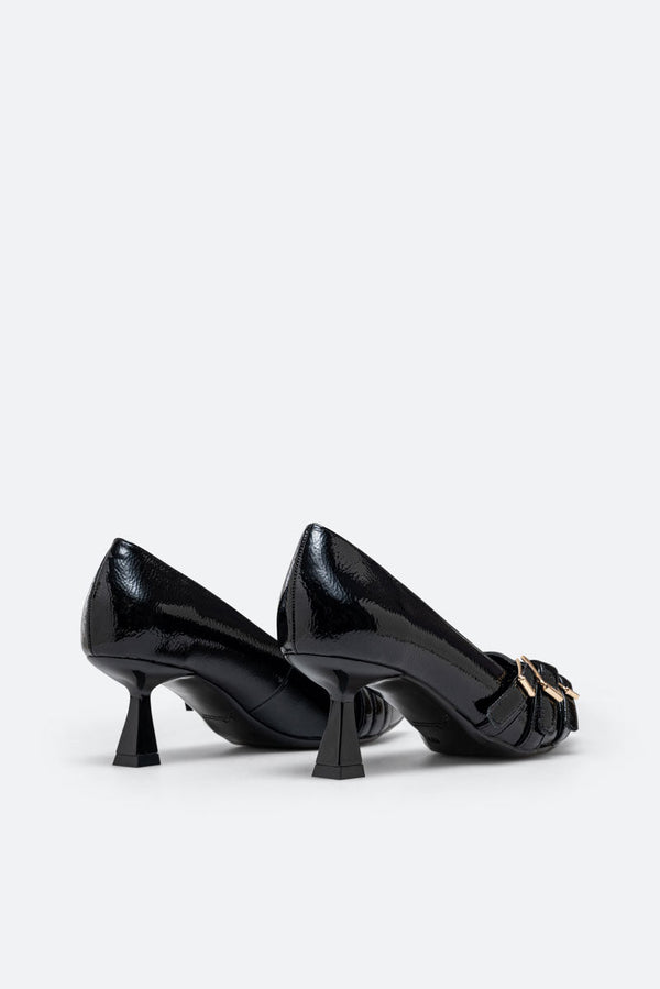 Emily Black PU Patent Pumps