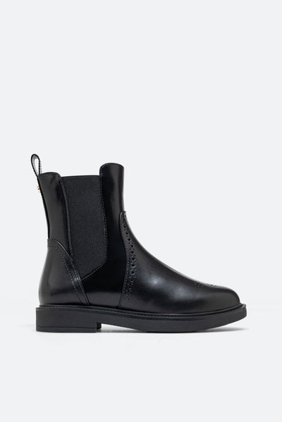 Black Brushed PU Oxford Ankle Boot