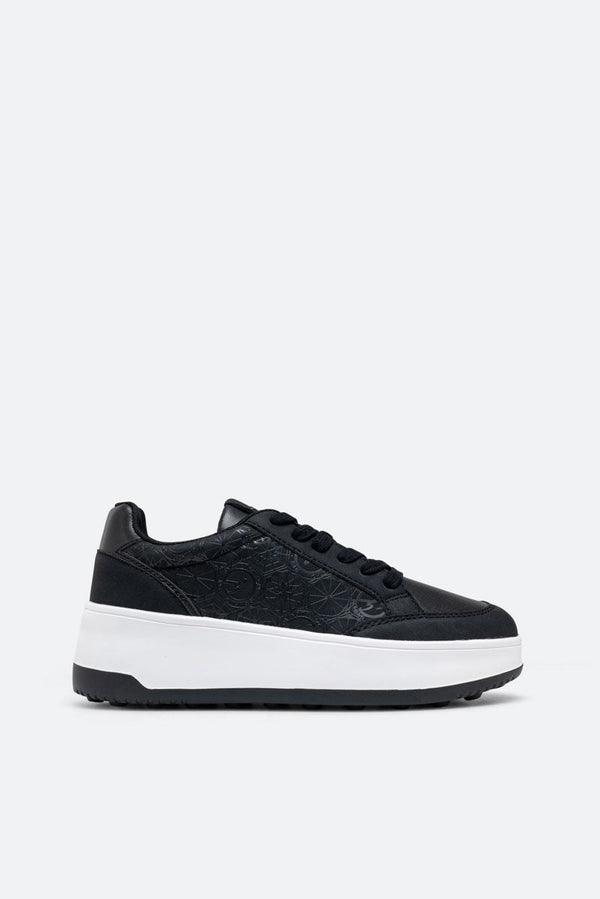 Baskets Nubuck PU Imprimé Teodosia Noires