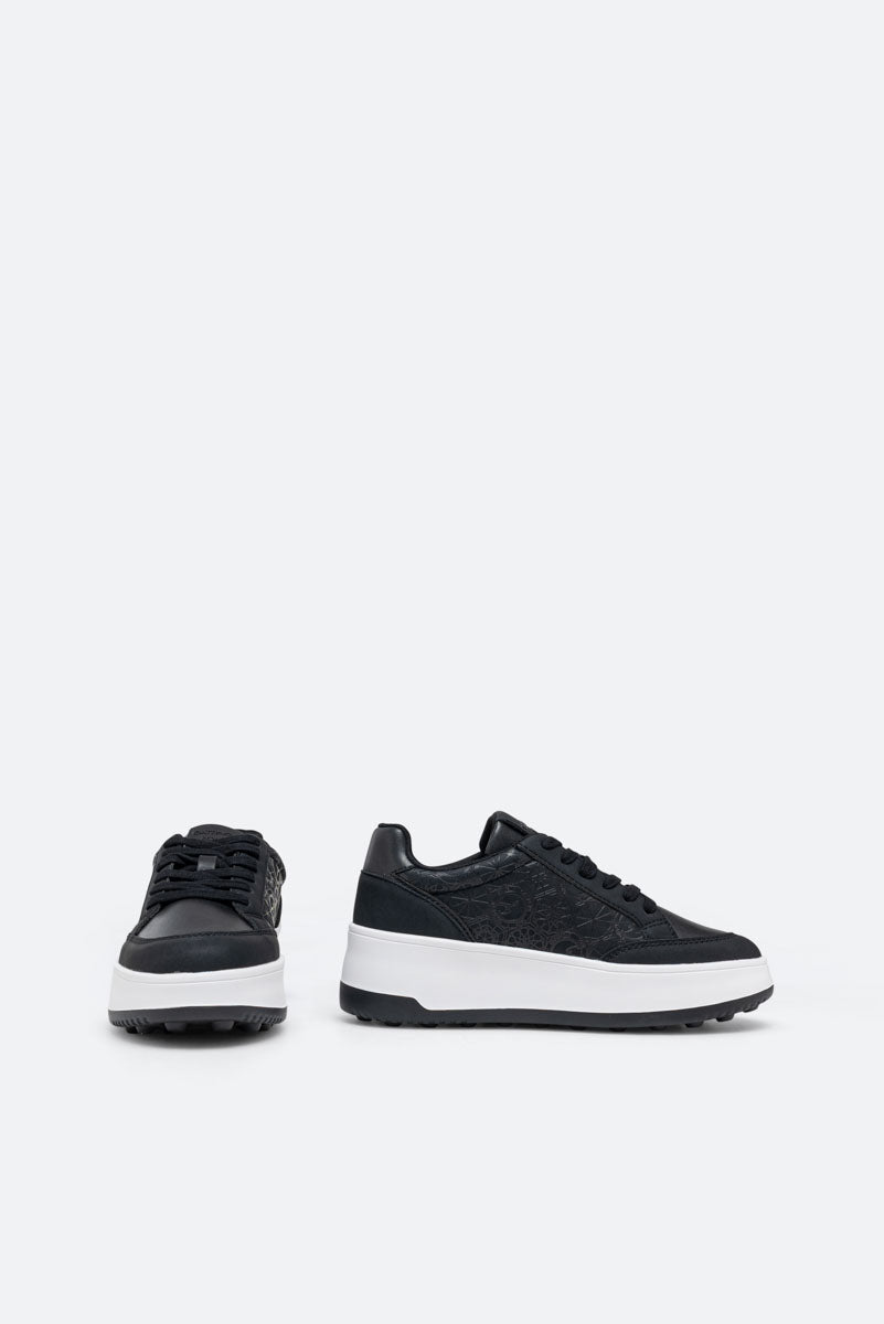 Black Teodosia Print Nubuck PU Sneaker