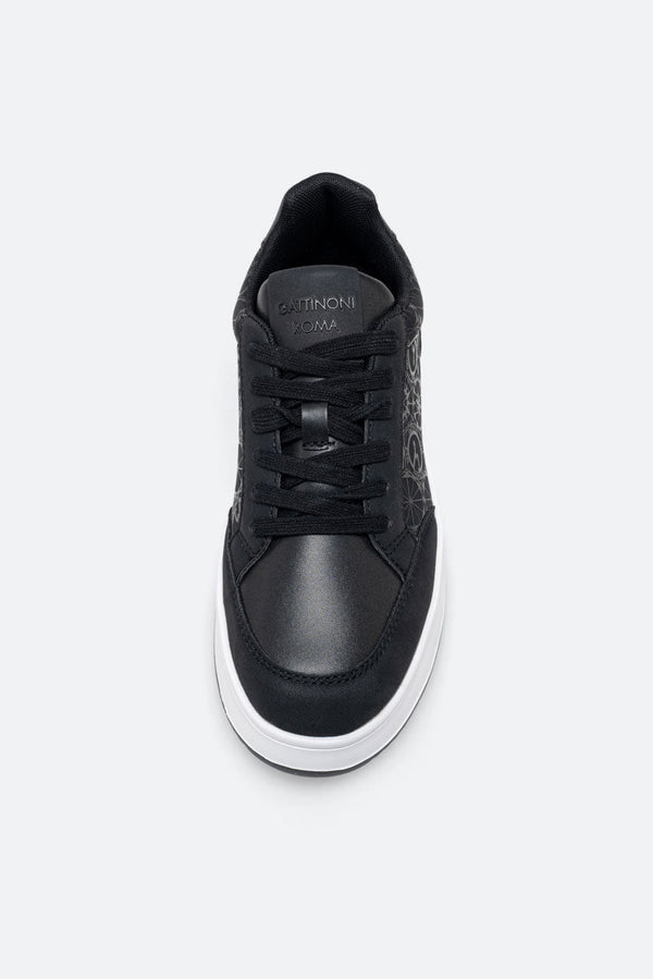 Black Teodosia Print Nubuck PU Sneaker