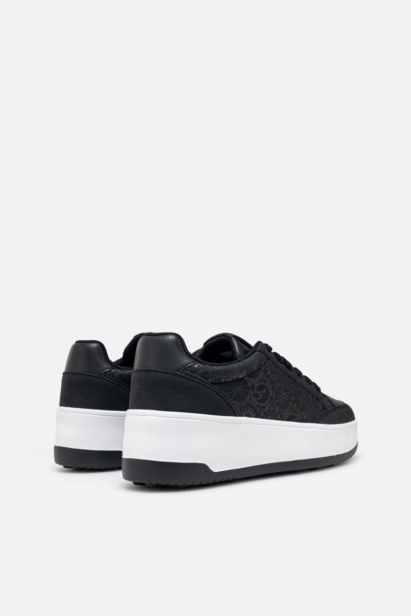 Black Teodosia Print Nubuck PU Sneaker