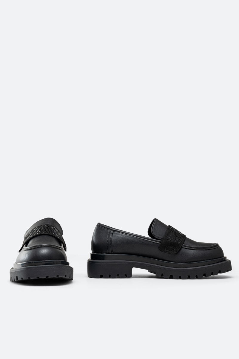 Ramsey Black Loafers with Rhinestones