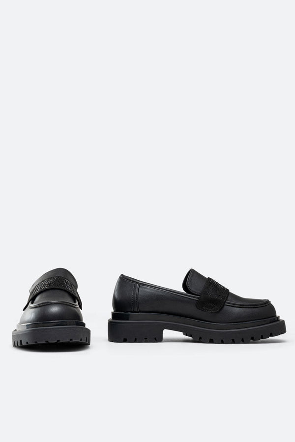 Ramsey Black Loafers with Rhinestones