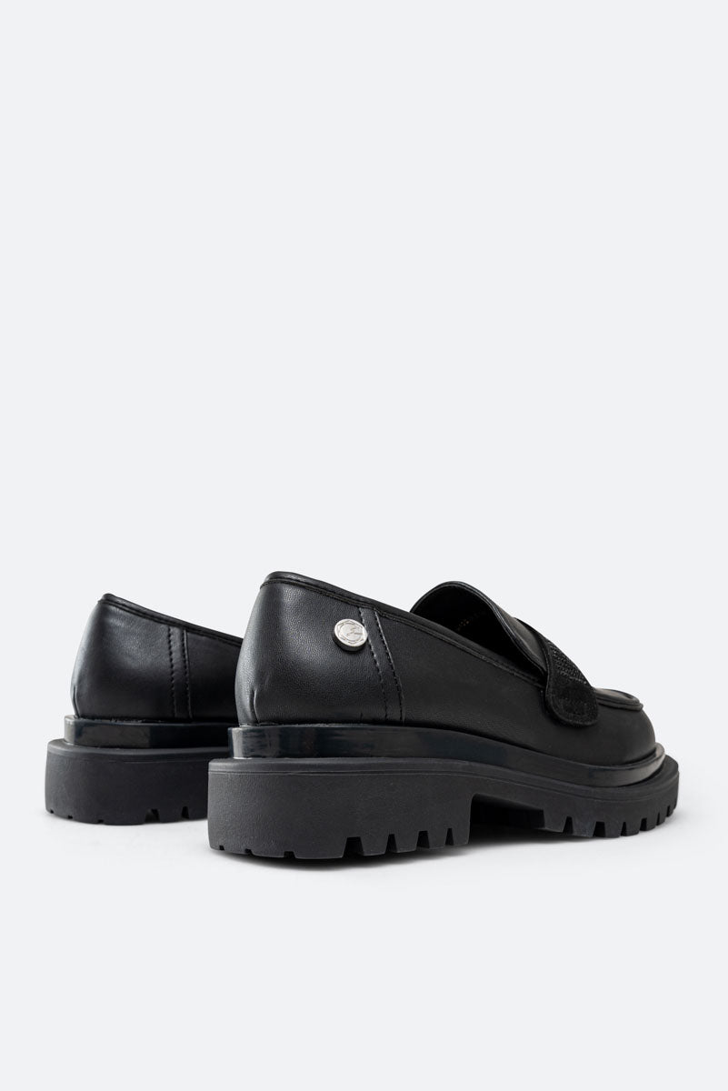 Ramsey Black Loafers with Rhinestones