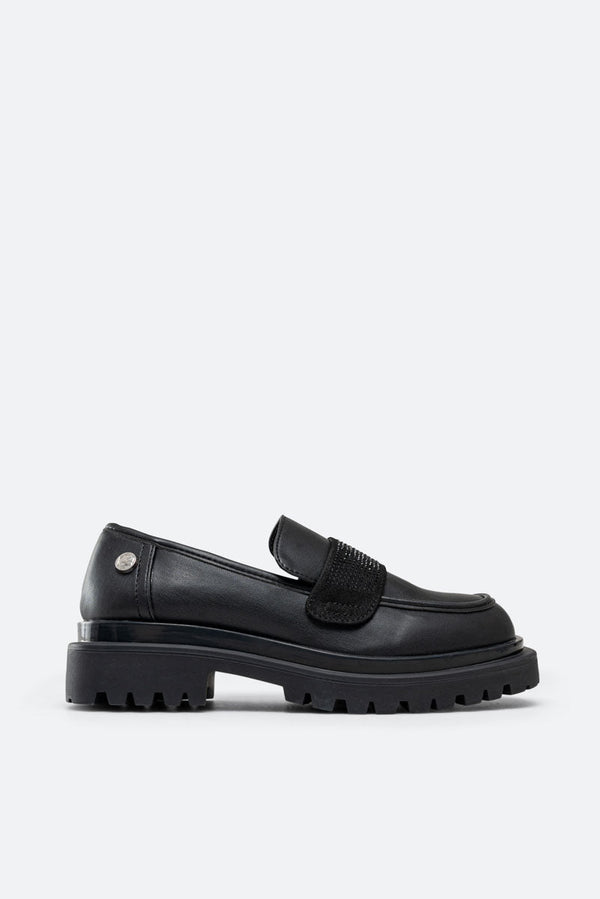 Ramsey Black Loafers with Rhinestones