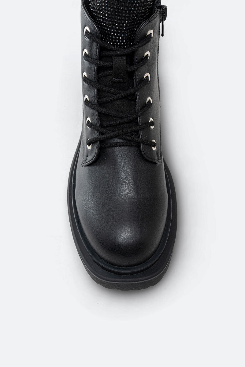 Ramsey Black Ankle Boots with Rhinestones