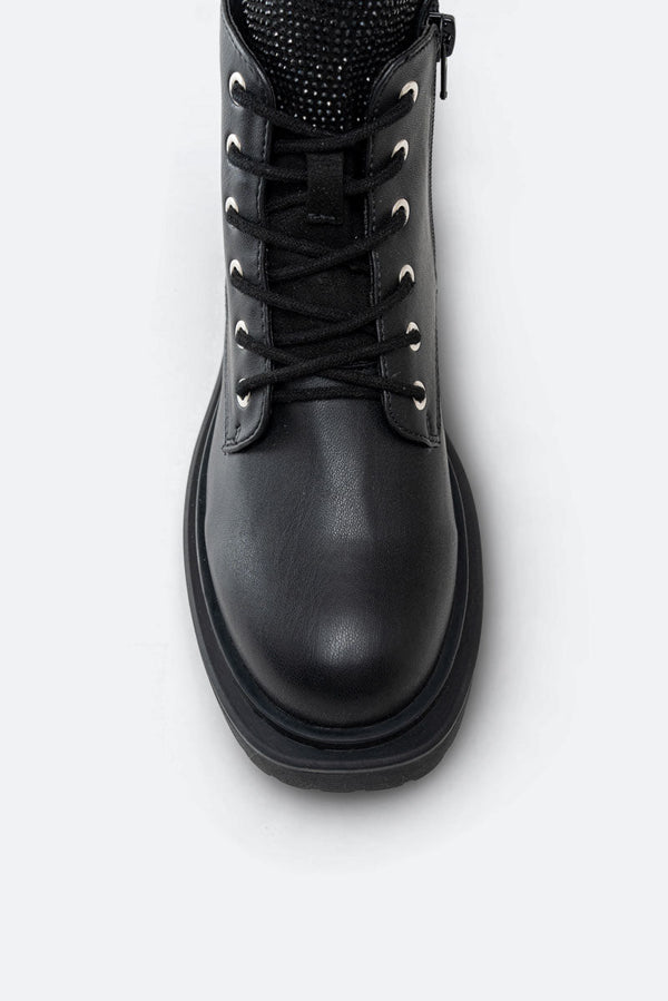 Ramsey Black Ankle Boots with Rhinestones
