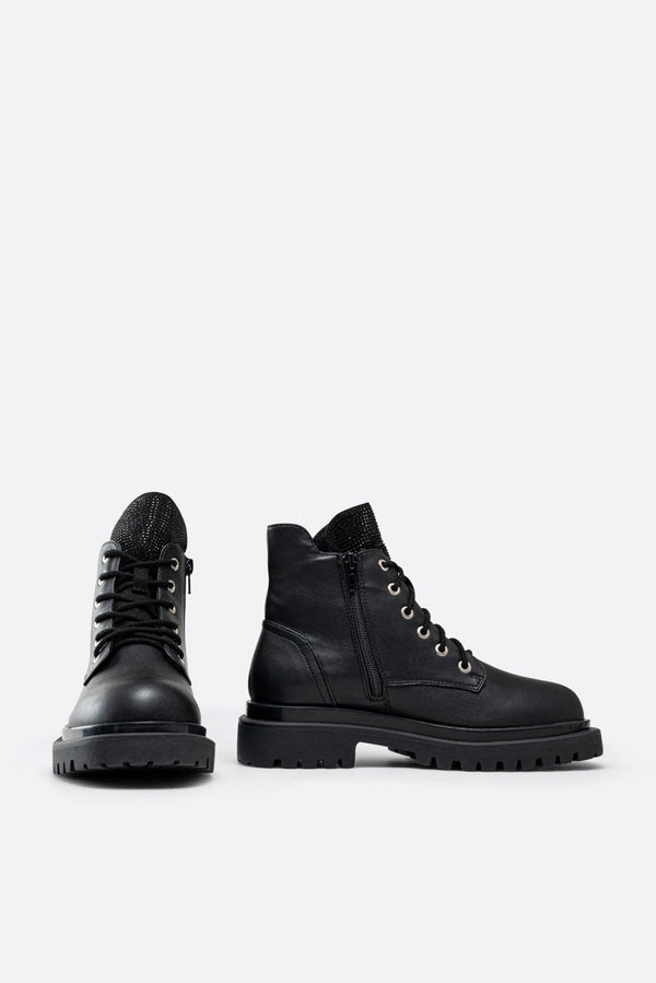 Ramsey Black Ankle Boots with Rhinestones