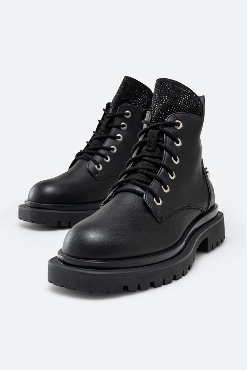 Ramsey Black Ankle Boots with Rhinestones