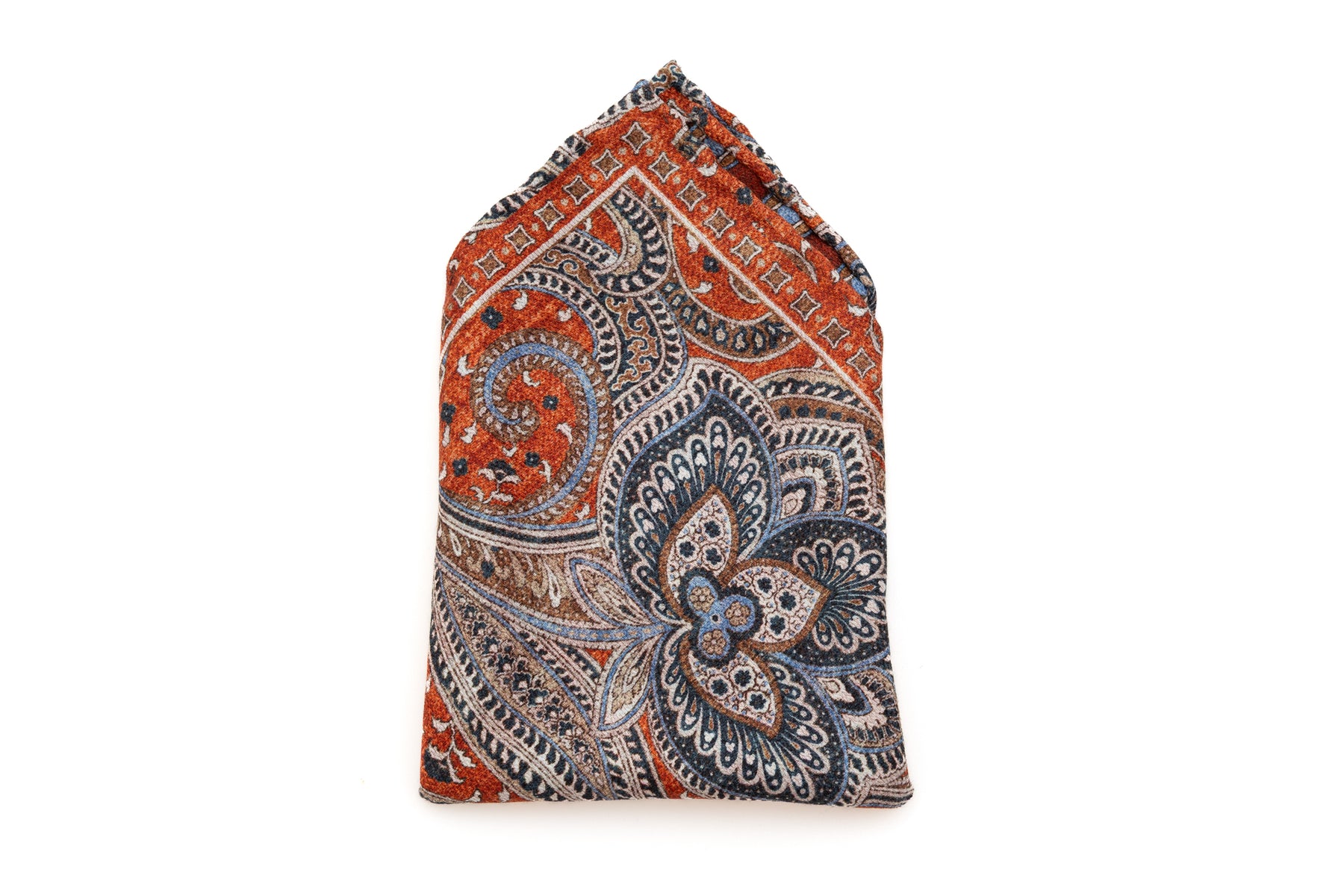 Brick-patterned pocket square in pure silk