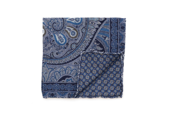Denim patterned silk pouch