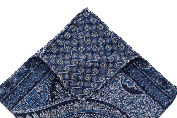 Denim patterned silk pouch