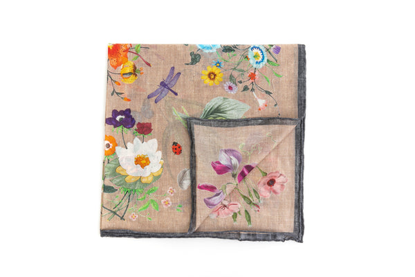 Beige cotton pouch with pattern