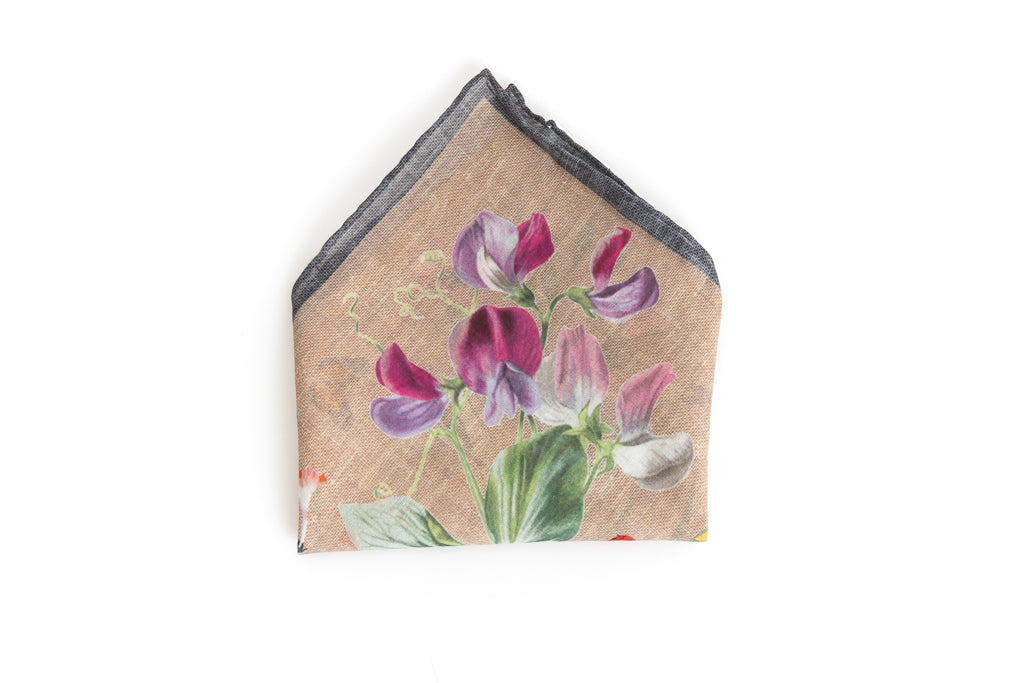 Beige cotton pouch with pattern