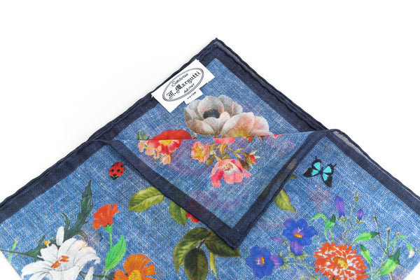 Blue cotton pouch with pattern