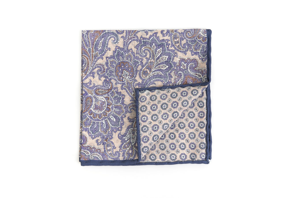 Double-faced cream pouch in linen/cotton