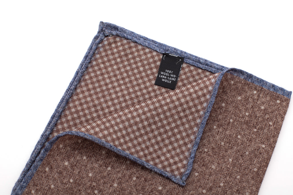 Brown polka dot pouch in pure wool