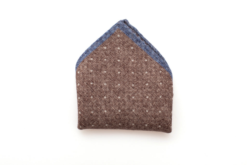 Brown polka dot pouch in pure wool
