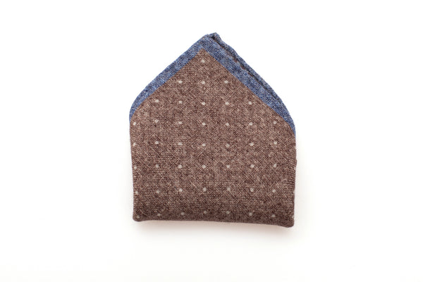 Brown polka dot pouch in pure wool