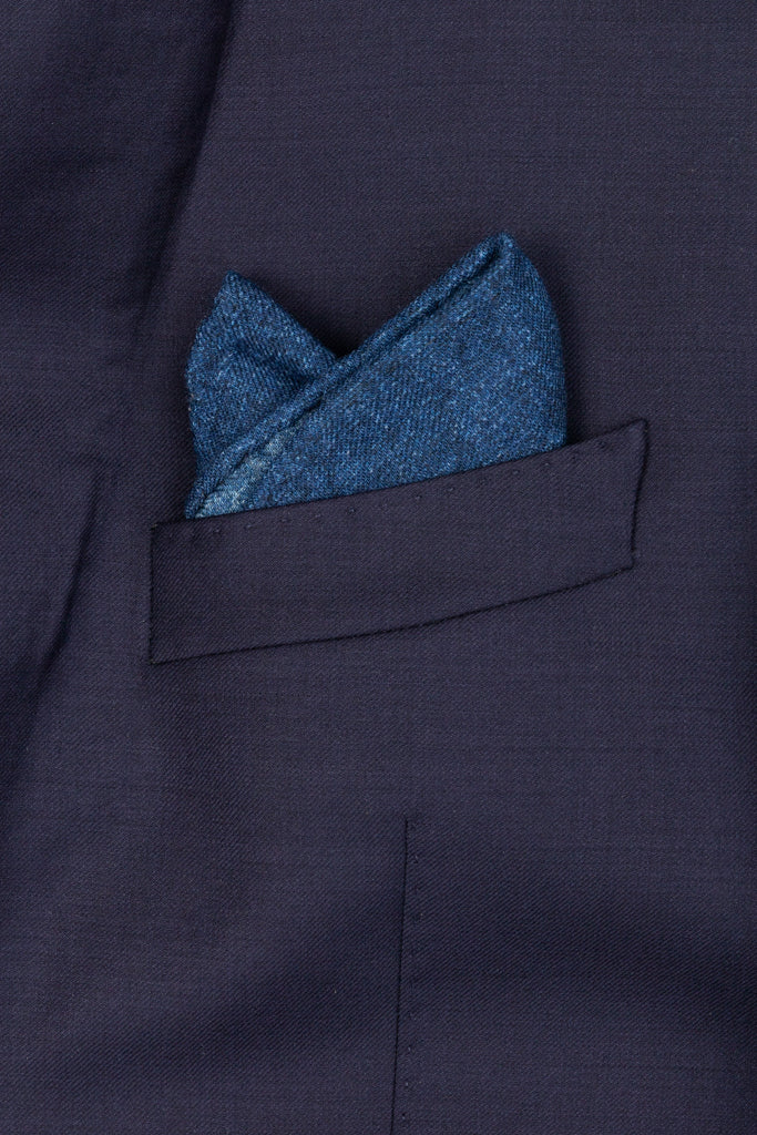 Solid blue pouch in pure wool