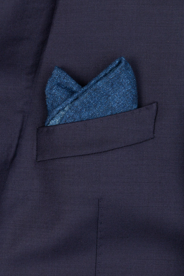 Solid blue pouch in pure wool