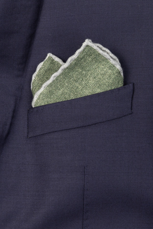 Green pouch with pure wool trim