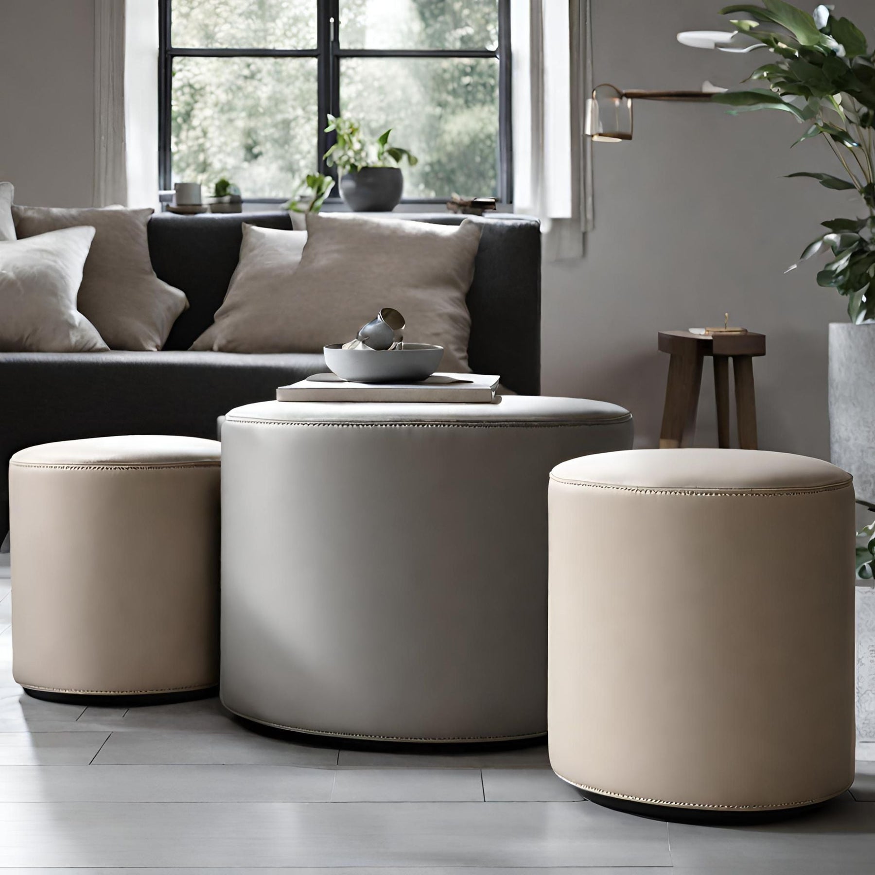 Pouf in ecopelle colori terra, Arketicom