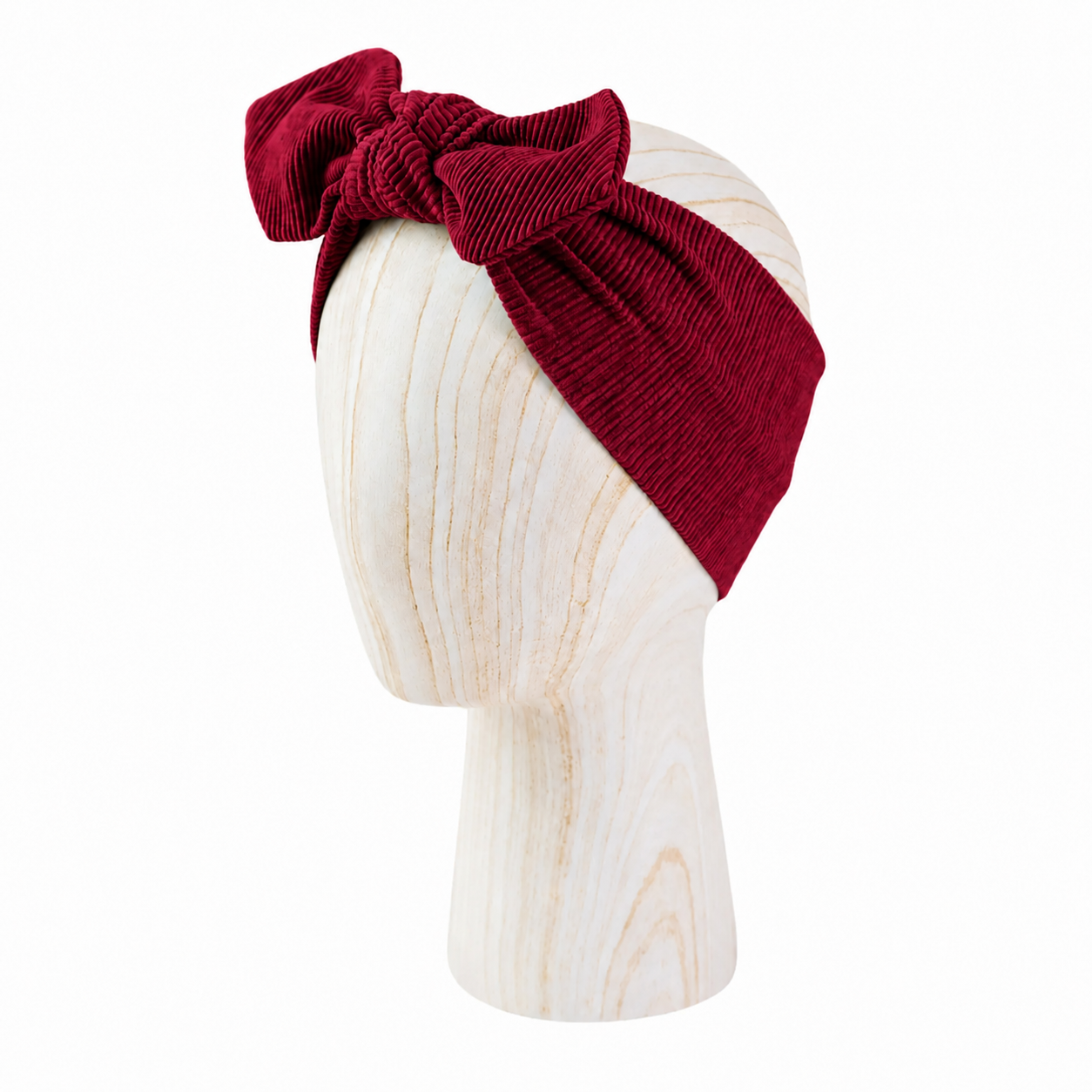 Children's Headband with Bow 2in1, Ribbed, Burgundy Red