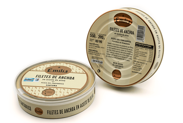 Anchovy Fillets in Olive Oil Series Gold - Cantabrian Fish can 550g.