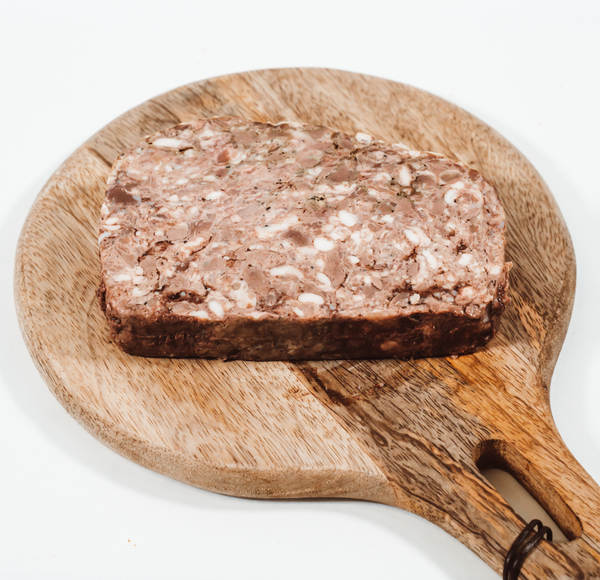 Vacuum-packed country terrine slice