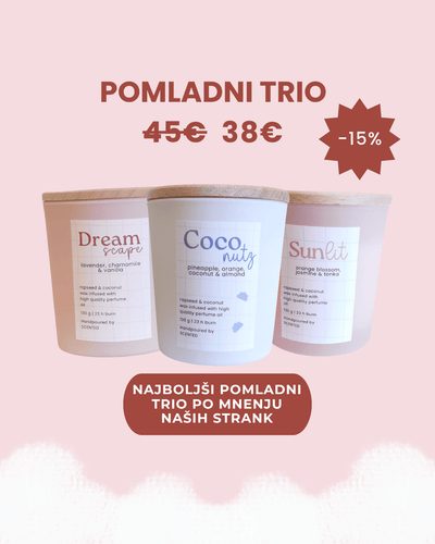 set dišečih sveč pomladni trio
