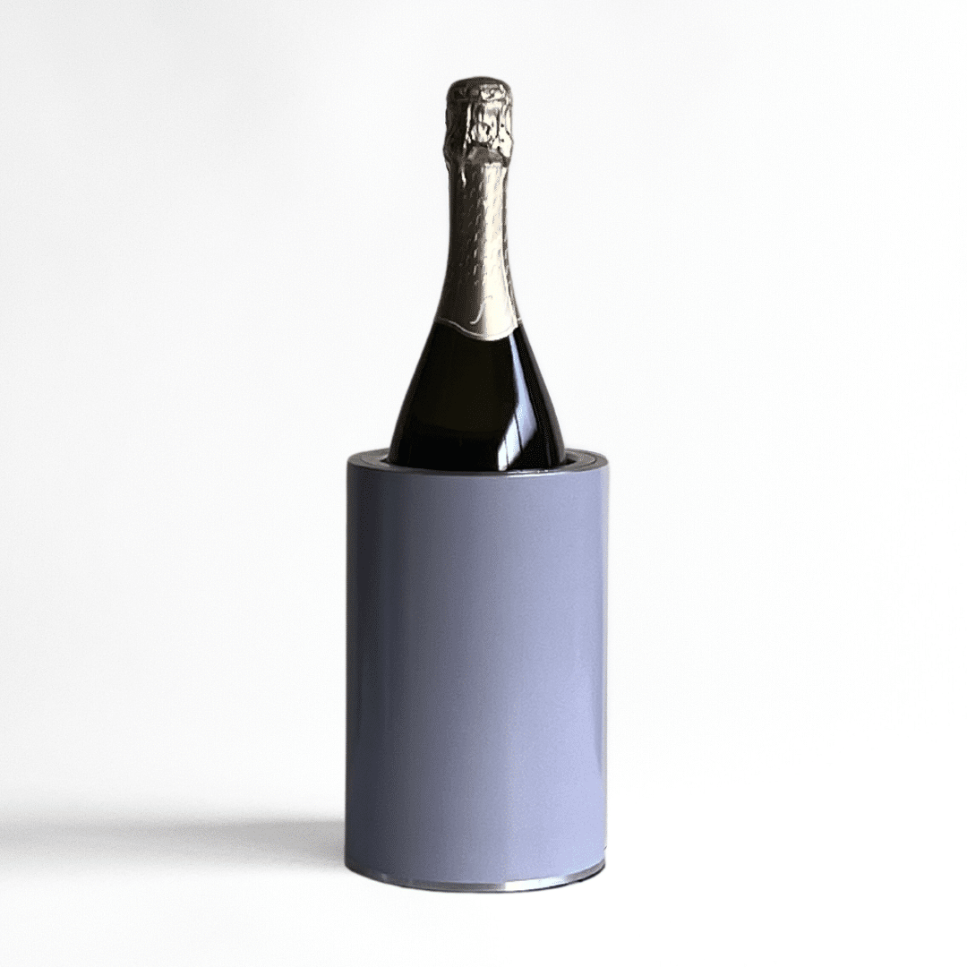 Coolenator purple design wine cooler with a bottle of wine