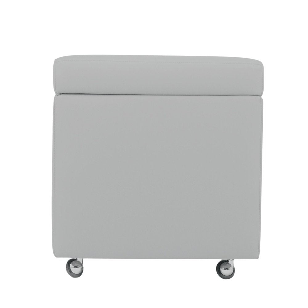 PANDORA 42 MF SWING, Pouf Contenitore Cubo con Ruote in Microfibra (2036950827077) #color_Grigio-Chiaro