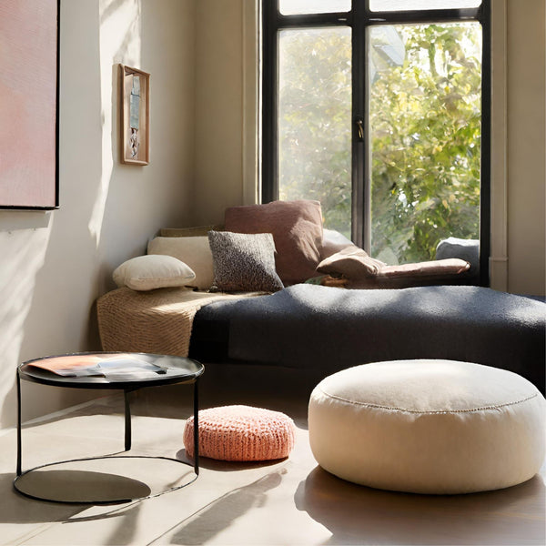 SOFT CHILL 80, Pouf Sacco Rotondo in Cotone Sfoderabile 80 x h42