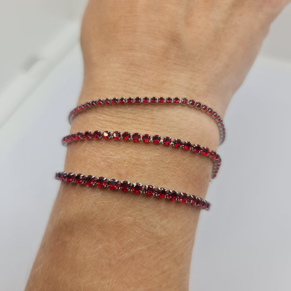 Tennis Bracelet in Steel with Red Zirconia 2.50 mm