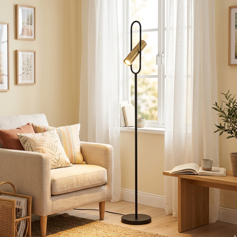 Chericoni Reggio Floor Lamp - 1 light - Ø22cm - GU10 - Black / Gold