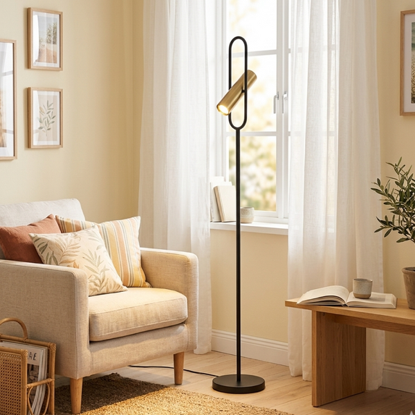 Chericoni Reggio Floor Lamp - 1 light - Ø22cm - GU10 - Black / Gold
