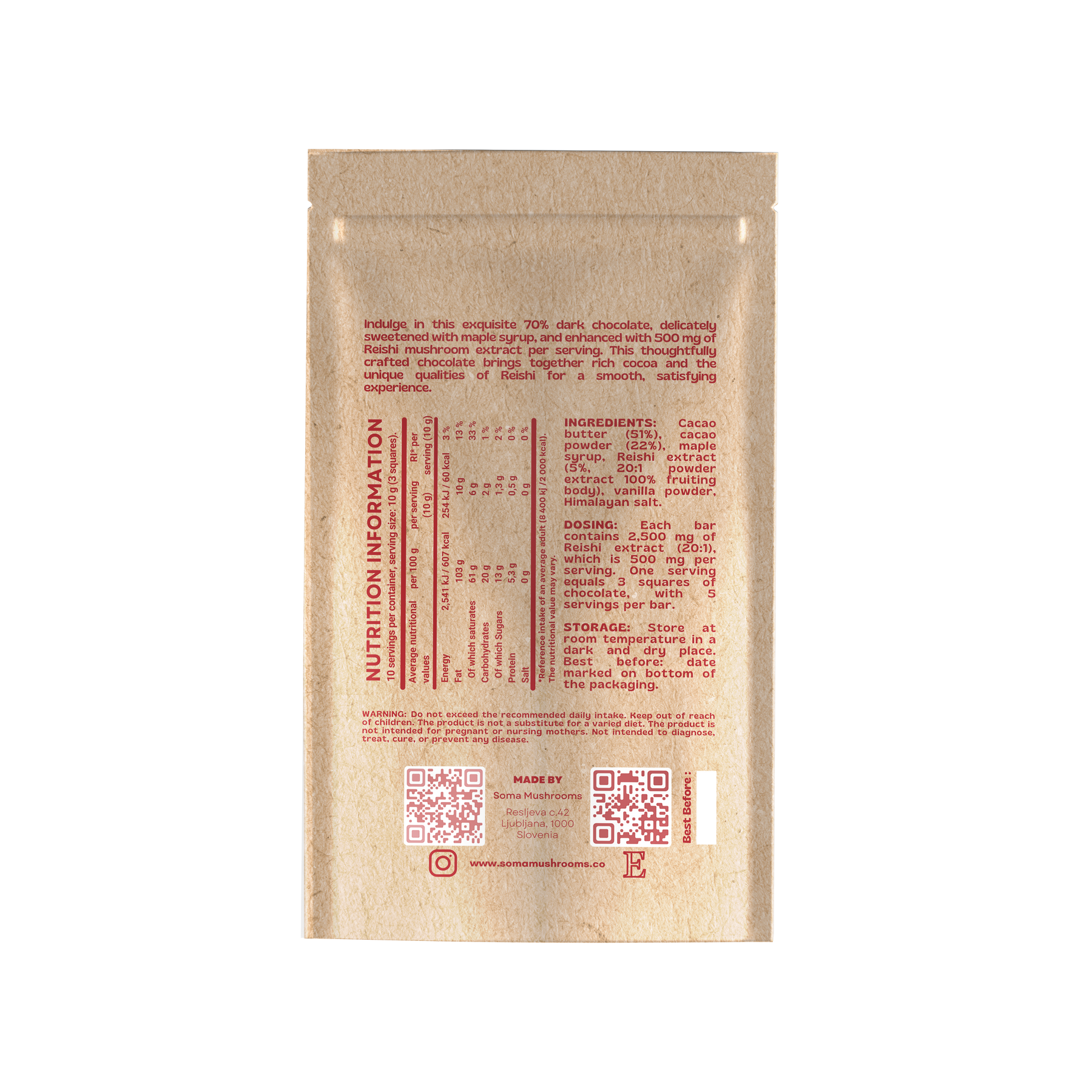 Reishi chocolate bars