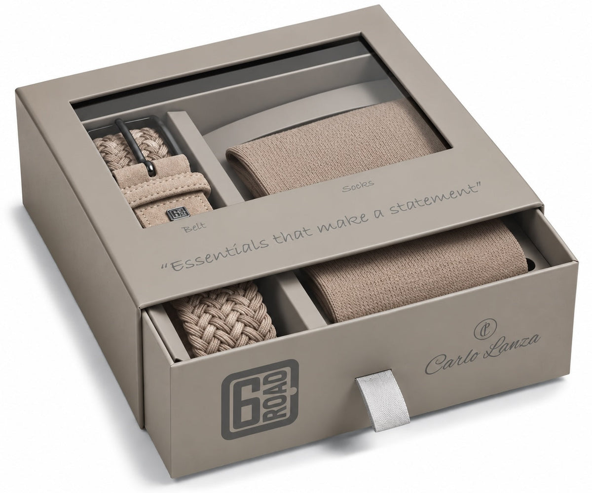Gift Box Socks & Belt | Sand / Khaki