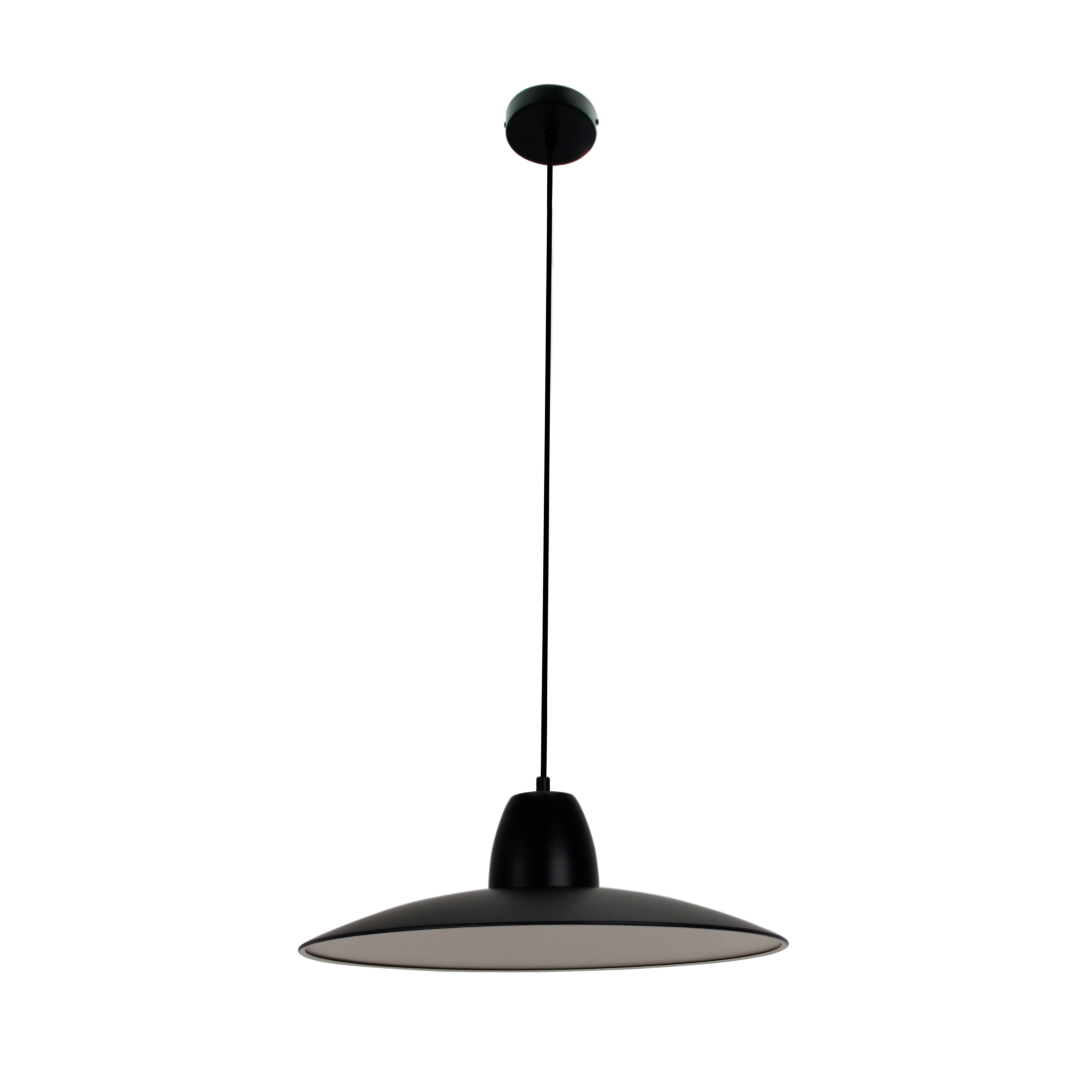 Moderne Hängeleuchte mit breitem Lampenschirm für Esszimmer