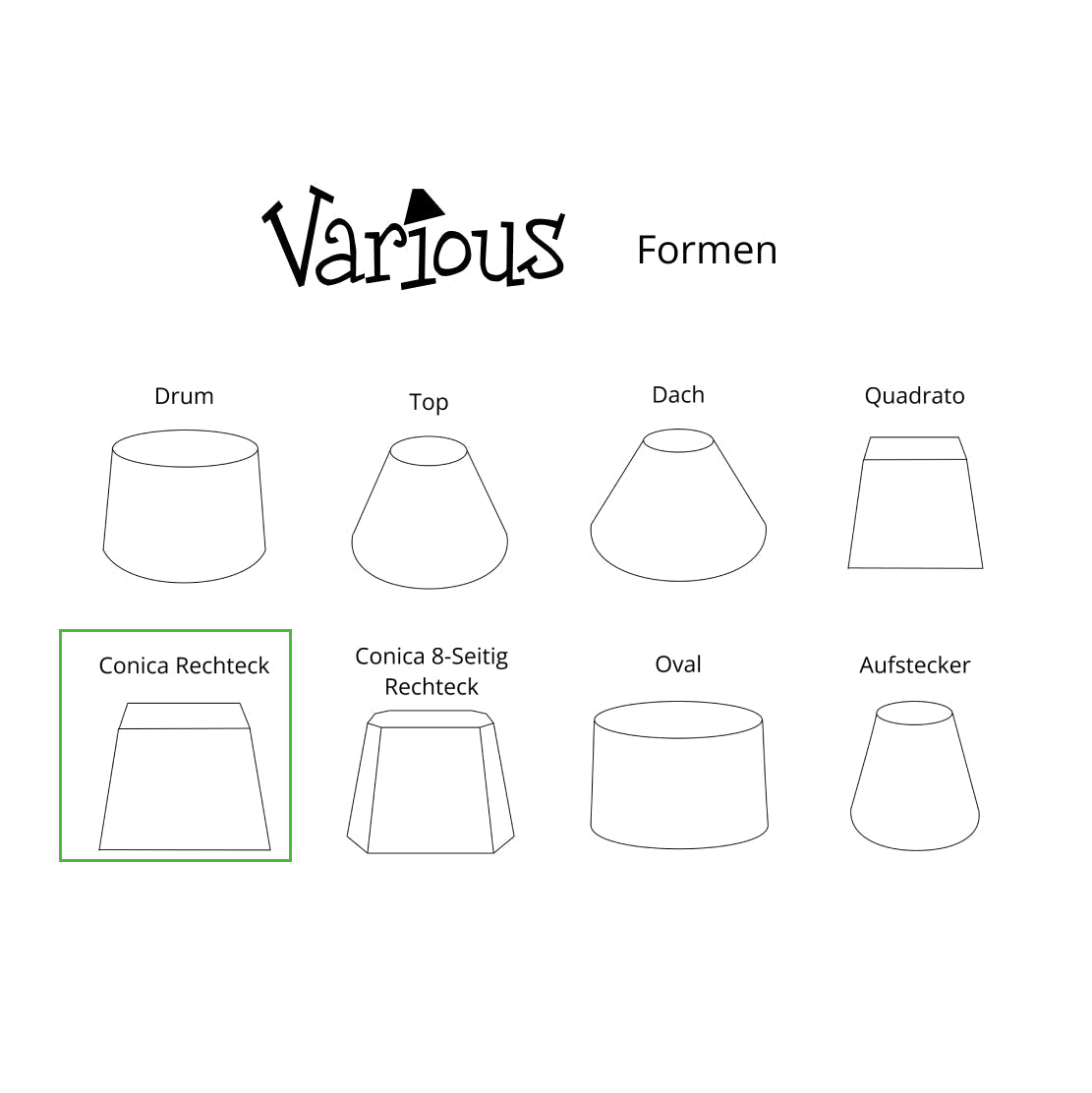 Various Conical Rectangular Lampshade - Gray - Ø20 or Ø27 cm – Silk